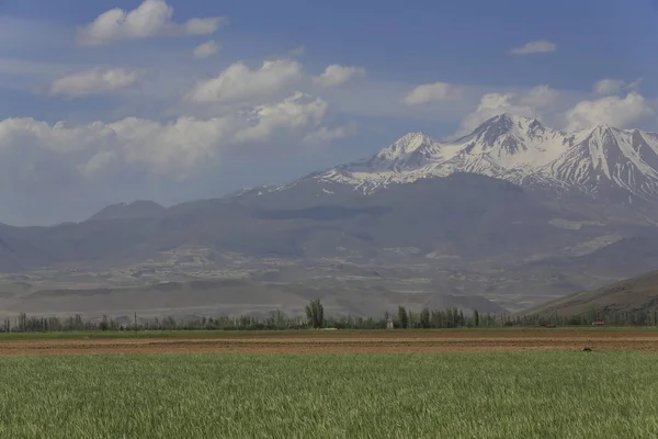 Vulkáni Hegy Erciyes Kayseri Termőföld Panaromic Kayseri Törökország — Stock Fotó