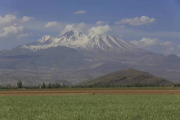 Montanha Vulcânica Erciyes Kayseri Terras Agrícolas Panaromic Kayseri Turquia — Fotografia de Stock