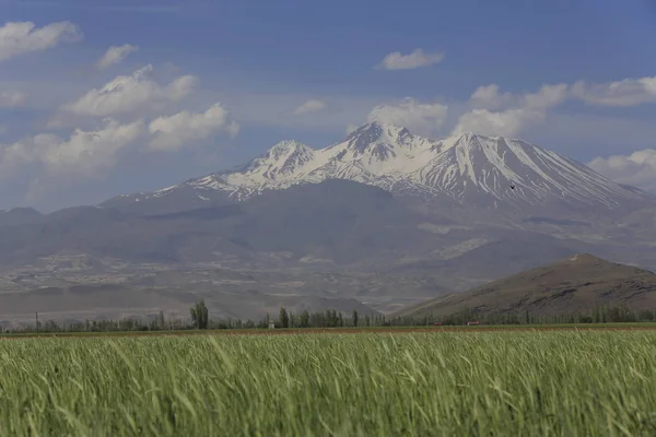 Montaña Volcánica Erciyes Tierras Cultivo Kayseri Panaromic Kayseri Turquía — Foto de Stock