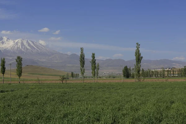 Montaña Volcánica Erciyes Tierras Cultivo Kayseri Panaromic Kayseri Turquía — Foto de Stock