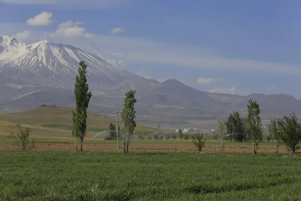 Montagne Volcanique Erciyes Kayseri Terres Agricoles Panaromique Kayseri Turquie — Photo