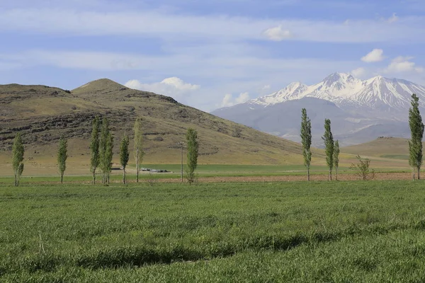 Montanha Vulcânica Erciyes Kayseri Terras Agrícolas Panaromic Kayseri Turquia — Fotografia de Stock