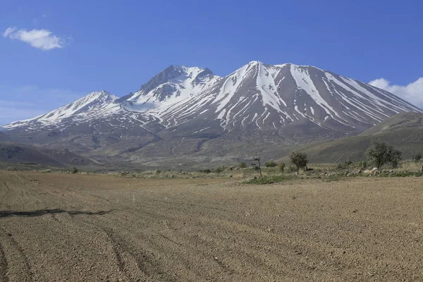 Vulkáni Hegy Erciyes Kayseri Termőföld Panaromic Kayseri Törökország — Stock Fotó