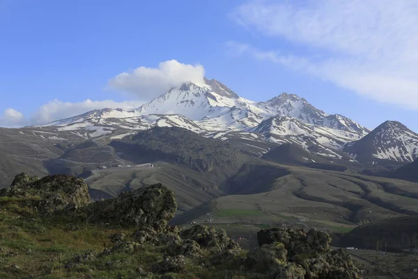 Montaña Volcánica Erciyes Tierras Cultivo Kayseri Panaromic Kayseri Turquía — Foto de Stock