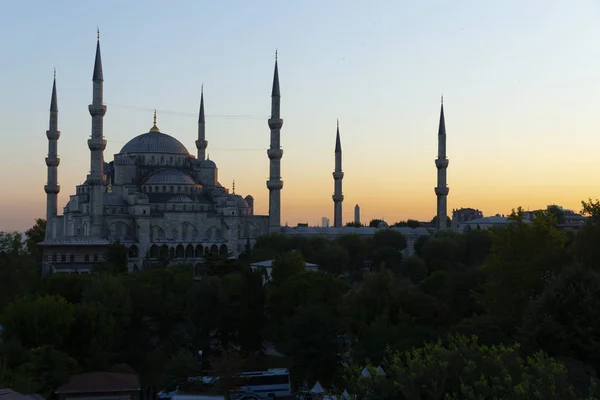 The Blue Mosque in Istanbul, Turkey. (Sultanahmet Camii). The Mosque is decorated with MAHYA specially for Ramadan. Writes to the mahya: \