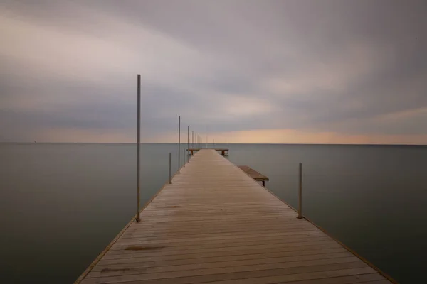 Lunga Esposizione Molo Natura — Foto Stock