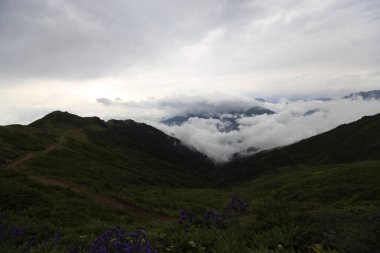 Kaçkar dağlarında Ambarlı yaylasının panoramik manzarası, Karadeniz, Rize, Türkiye