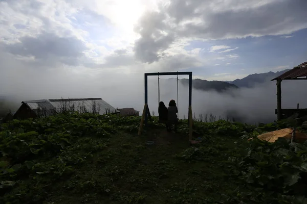Mist Arriveert Het Gito Plateau Landschap Foto Van Mist Vee — Stockfoto