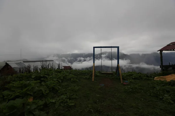 Niebla Llega Meseta Gito Paisaje Foto Niebla Ganado Rize Noreste —  Fotos de Stock