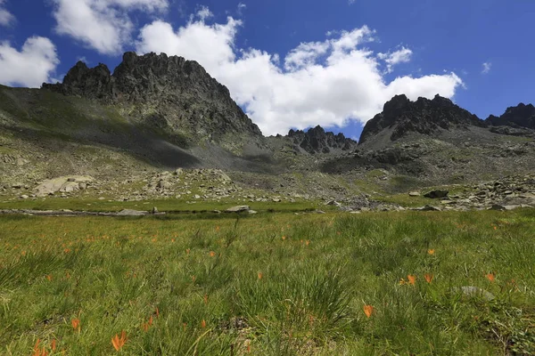 Foggy Kackar Montagnes Reflétées Dans Lac Des Glaciers — Photo