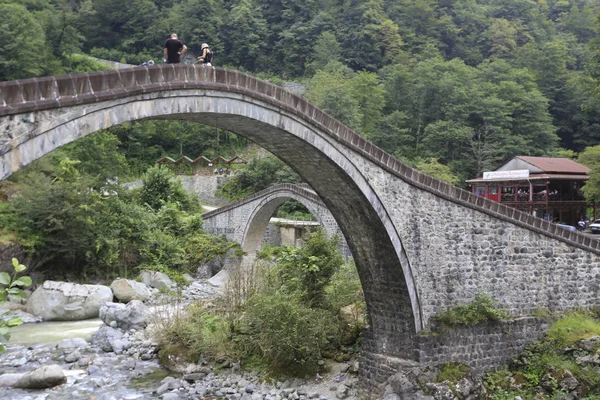 Área Histórica Del Puente Doble Diferente Ángulo Arhavi Artvin Turquía — Foto de Stock