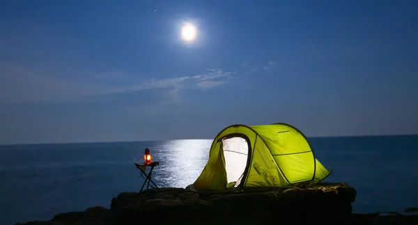 Camping Tent Night — Stock Photo, Image