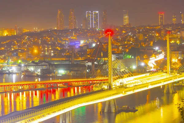 Istanbul Nacht Und Brücken — Stockfoto