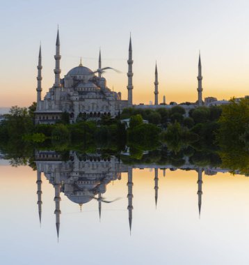 Sultan Ahmet Camii'nin havadan görünümü, havai uçan uçakla - İstanbul, Türkiye