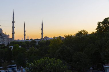 Sultan Ahmet Camii'nin havadan görünümü, havai uçan uçakla - İstanbul, Türkiye