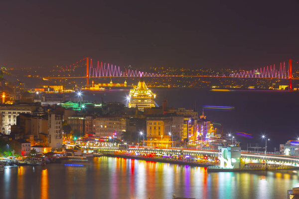 Istanbul city night landscape.