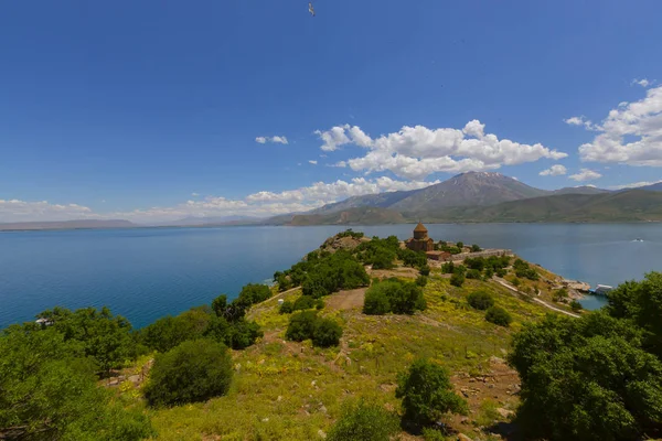 Ostrov Akdamar Surp Kostel Akdamaru Panoramatický Obraz Důležité Náboženské Místo — Stock fotografie