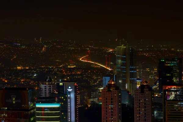Bosphorus Bridge Nocą Stambuł Turcja — Zdjęcie stockowe
