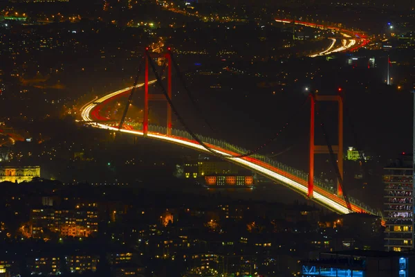 Ponte Sul Bosforo Notte Istanbul Turchia — Foto Stock