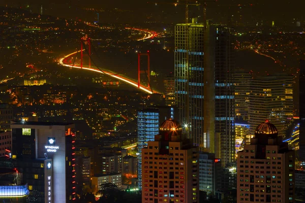 Ponte Bósforo Noite Istambul Turquia — Fotografia de Stock