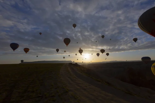 The great tourist attraction of Cappadocia - balloon flight. Cappadocia is known around the world as one of the best places to fly with hot air balloons. Goreme, Cappadocia, Turkey