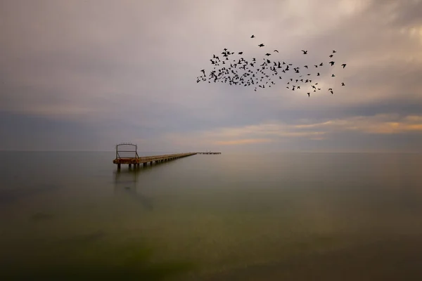 Istanbul Long Exposure Pier Turkey — Stock Photo, Image