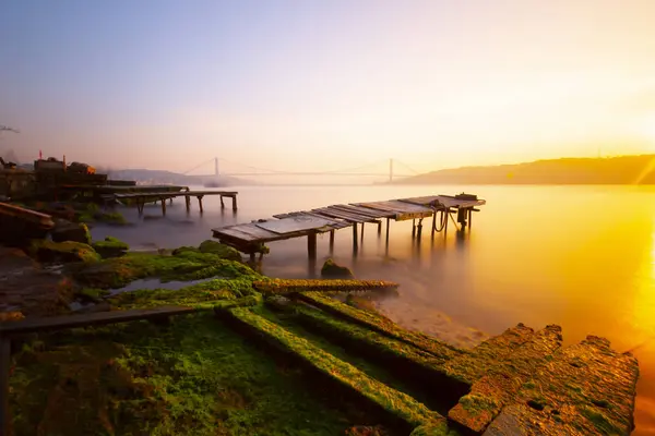 Muelle Larga Exposición Puente Del Bósforo — Foto de Stock