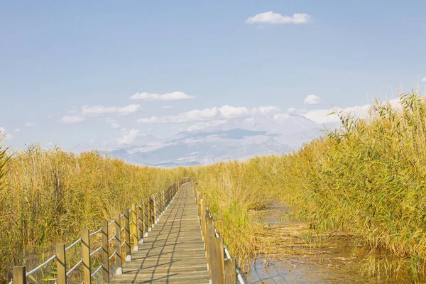 Gyönyörű Táj Sultanmarshes Bird Paradise Mellett Erciyes Hegy Kayseri — Stock Fotó