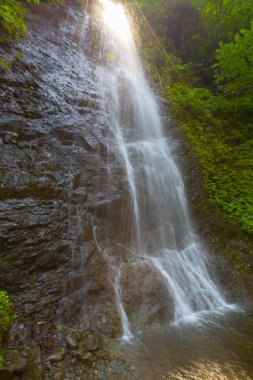 Çamlıhemşin yakınlarındaki Tar nehri şelalesinin yakın çekim görünümü, Rize, Türkiye