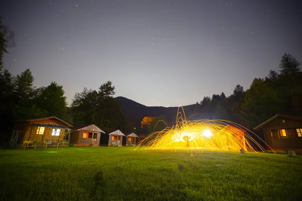 Steel Wool Long Exposure Photography — Stock Photo, Image