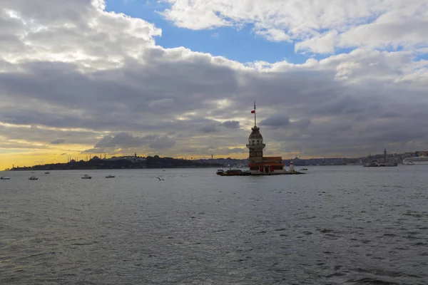 Puesta Del Sol Torre Doncellas Turquía — Foto de Stock