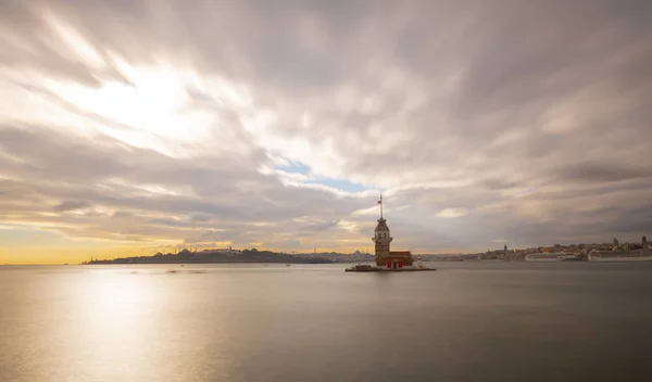 Maidens Tower Sunset Turkije — Stockfoto