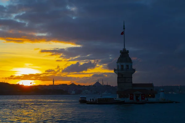 Maidens Tower Sunset Turkey — Stock Photo, Image