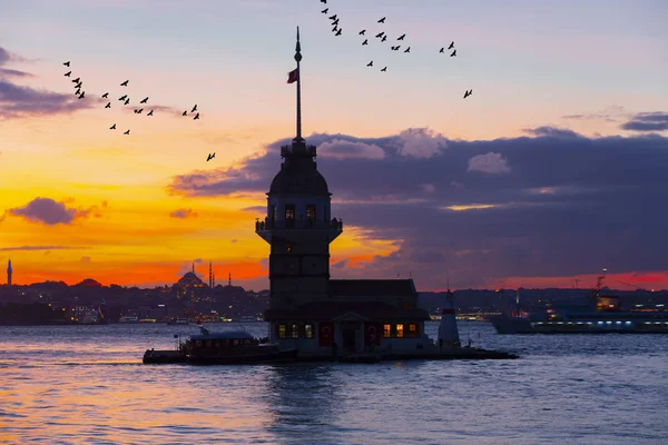 Maidens Tower Sunset Turkey — Stock Photo, Image