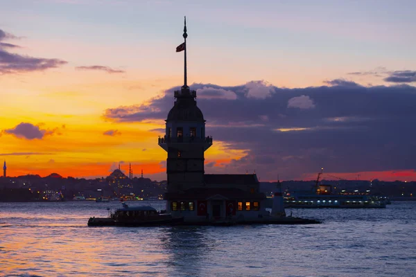 Maidens Tower Coucher Soleil Turquie — Photo