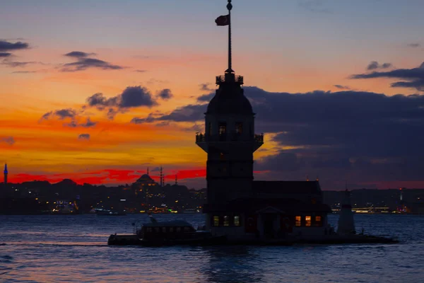 Maidens Tower Solnedgång Turkiet — Stockfoto