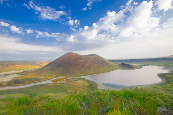 Lago Vulcânico Pôr Sol Lago Meke Vulcânico Konya — Fotografia de Stock