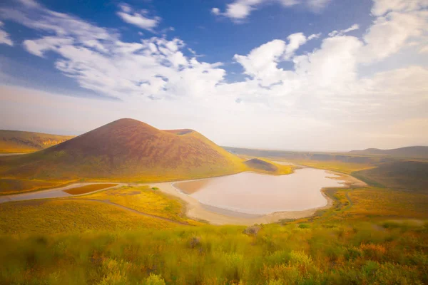 Lago Vulcânico Pôr Sol Lago Meke Vulcânico Konya — Fotografia de Stock