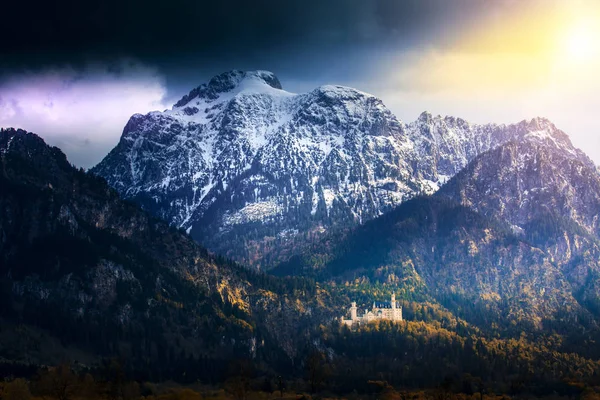 Vistas Castillo Neuschwanstein Desde Puente Marienbrcke Bavaria Alemania — Foto de Stock