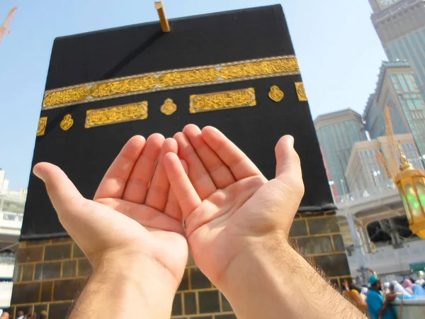 Mecca Arabia Saudita 2018 Mani Preghiera Pellegrino Hajj Davanti Alla — Foto Stock