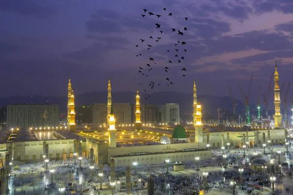 The mosque of the Prophet in Saudi Arabia, Medina. It is one of the largest mosques in the world. After Mecca, it is the second most holy mosque in Islam. Saudi Arabia, Medina.