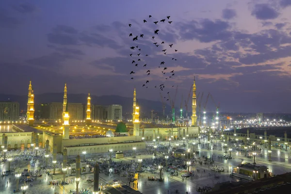 The mosque of the Prophet in Saudi Arabia, Medina. It is one of the largest mosques in the world. After Mecca, it is the second most holy mosque in Islam. Saudi Arabia, Medina.