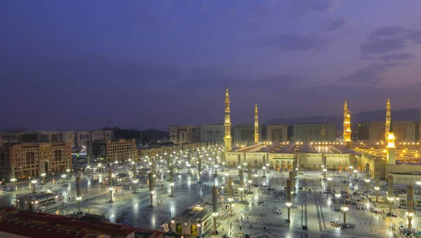 The mosque of the Prophet in Saudi Arabia, Medina. It is one of the largest mosques in the world. After Mecca, it is the second most holy mosque in Islam. Saudi Arabia, Medina.