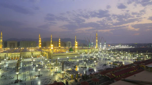 The mosque of the Prophet in Saudi Arabia, Medina. It is one of the largest mosques in the world. After Mecca, it is the second most holy mosque in Islam. Saudi Arabia, Medina.