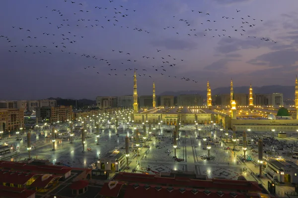 The mosque of the Prophet in Saudi Arabia, Medina. It is one of the largest mosques in the world. After Mecca, it is the second most holy mosque in Islam. Saudi Arabia, Medina.