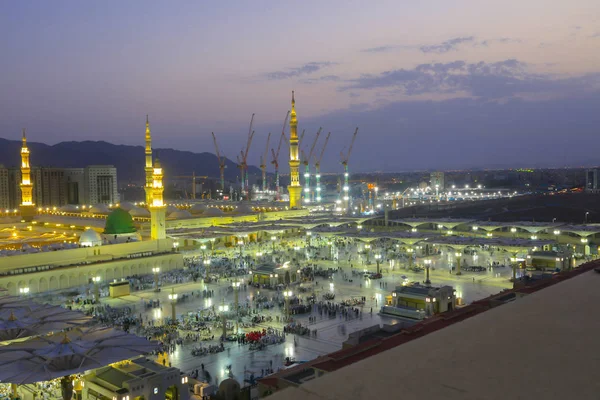 The mosque of the Prophet in Saudi Arabia, Medina. It is one of the largest mosques in the world. After Mecca, it is the second most holy mosque in Islam. Saudi Arabia, Medina.