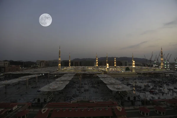 The mosque of the Prophet in Saudi Arabia, Medina. It is one of the largest mosques in the world. After Mecca, it is the second most holy mosque in Islam. Saudi Arabia, Medina.