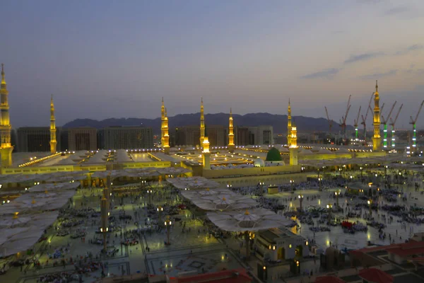 The mosque of the Prophet in Saudi Arabia, Medina. It is one of the largest mosques in the world. After Mecca, it is the second most holy mosque in Islam. Saudi Arabia, Medina.