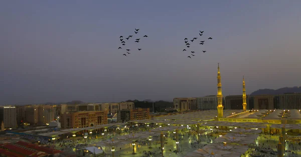 The mosque of the Prophet in Saudi Arabia, Medina. It is one of the largest mosques in the world. After Mecca, it is the second most holy mosque in Islam. Saudi Arabia, Medina.