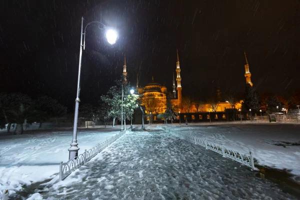 Den Blå Moskén Vintern Dag Med Snö Istanbul — Stockfoto